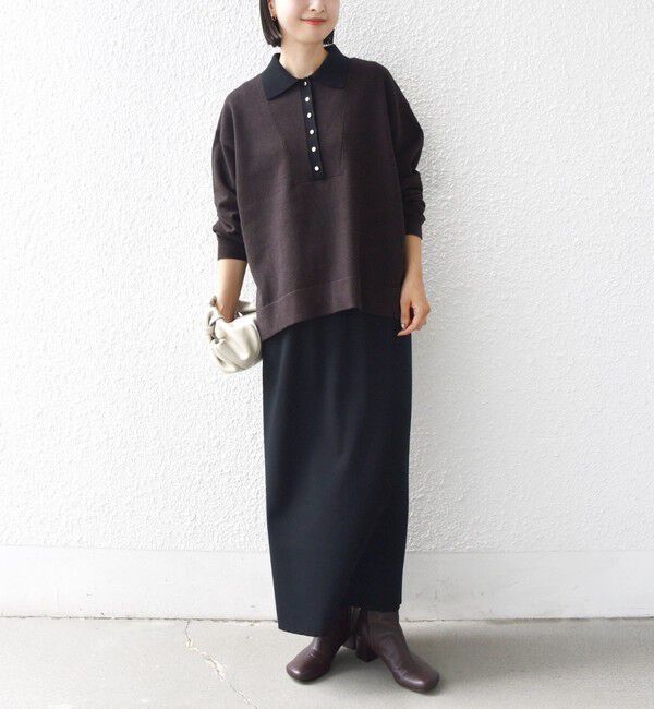 SHIPS for women「【WEB限定】〈手洗い可能〉サイド スリット ゴールド 釦 ポロ ニット」|ニット・セーター|