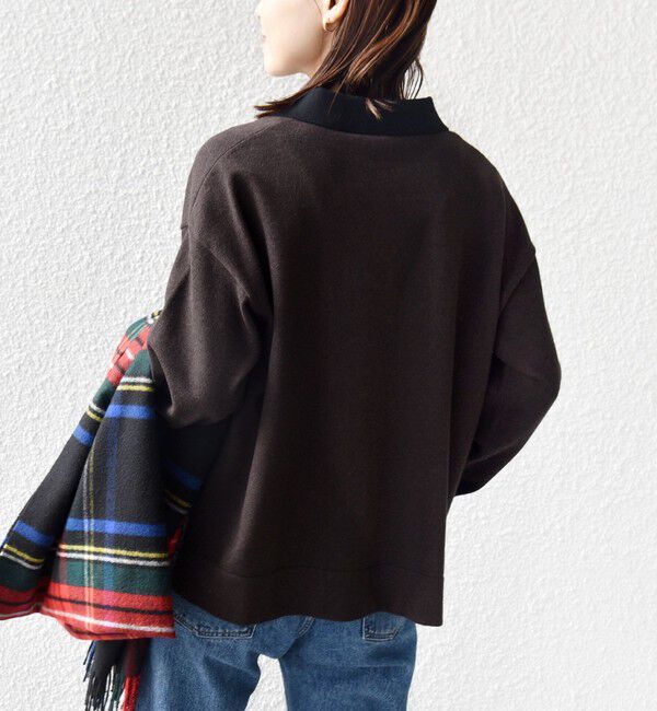 SHIPS for women「【WEB限定】〈手洗い可能〉サイド スリット ゴールド 釦 ポロ ニット」|ニット・セーター|