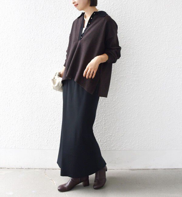 SHIPS for women「【WEB限定】〈手洗い可能〉サイド スリット ゴールド 釦 ポロ ニット」|ニット・セーター|