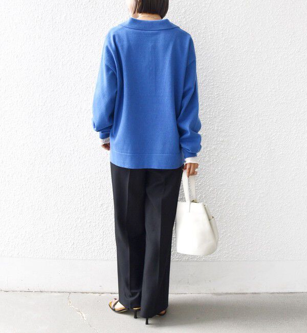 SHIPS for women「【WEB限定】〈手洗い可能〉サイド スリット ゴールド 釦 ポロ ニット」|ニット・セーター|