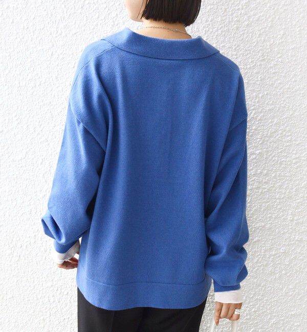 SHIPS for women「【WEB限定】〈手洗い可能〉サイド スリット ゴールド 釦 ポロ ニット」|ニット・セーター|