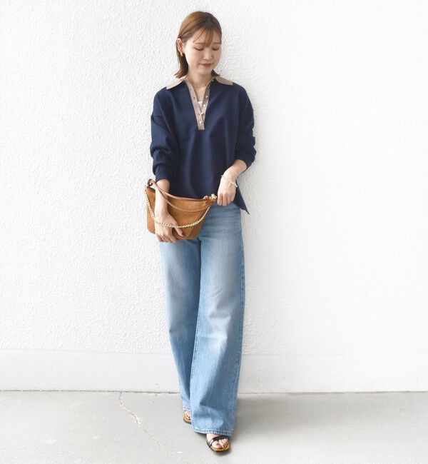 SHIPS for women「【WEB限定】〈手洗い可能〉サイド スリット ゴールド 釦 ポロ ニット」|ニット・セーター|