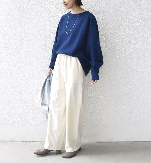 SHIPS for women「〈手洗い可能〉コットン カシミヤ混 スカラップヘム ボートネック プルオーバー」|ニット・セーター|