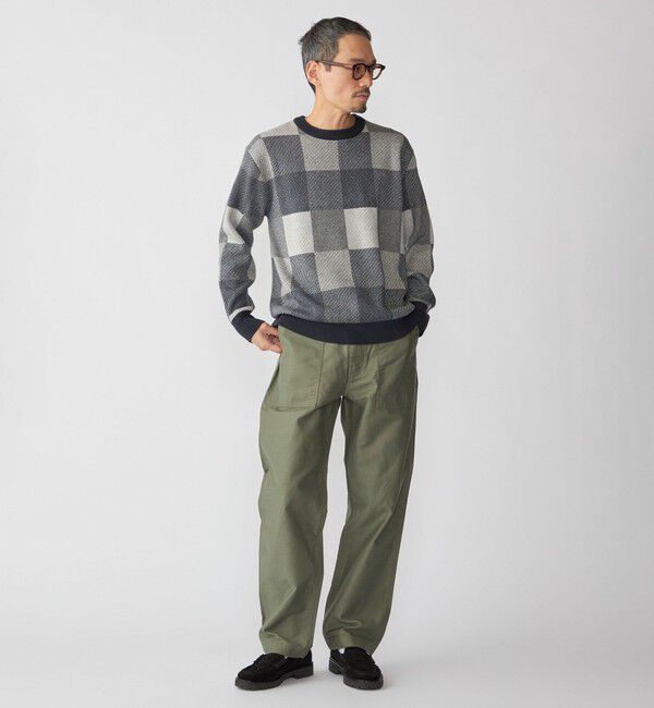 SHIPS「SHIPS: 〈洗濯機可能〉チェック コットンカシミヤ クルーネック」|ニット・セーター|