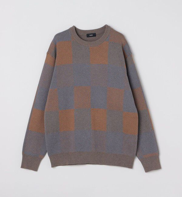 SHIPS「SHIPS: 〈洗濯機可能〉チェック コットンカシミヤ クルーネック」|ニット・セーター|