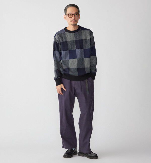 SHIPS「SHIPS: 〈洗濯機可能〉チェック コットンカシミヤ クルーネック」|ニット・セーター|