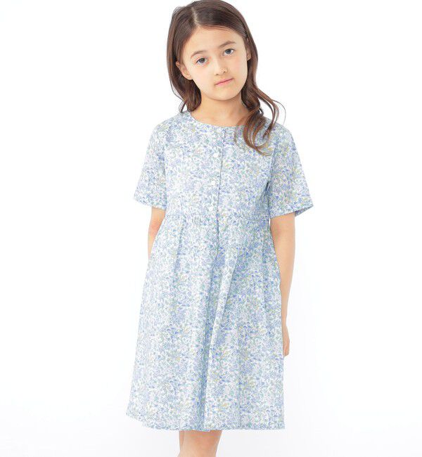 SHIPS KIDS「SHIPS KIDS:100～130cm / リバティ 半袖 ワンピース」|ワンピース|ライトブルー