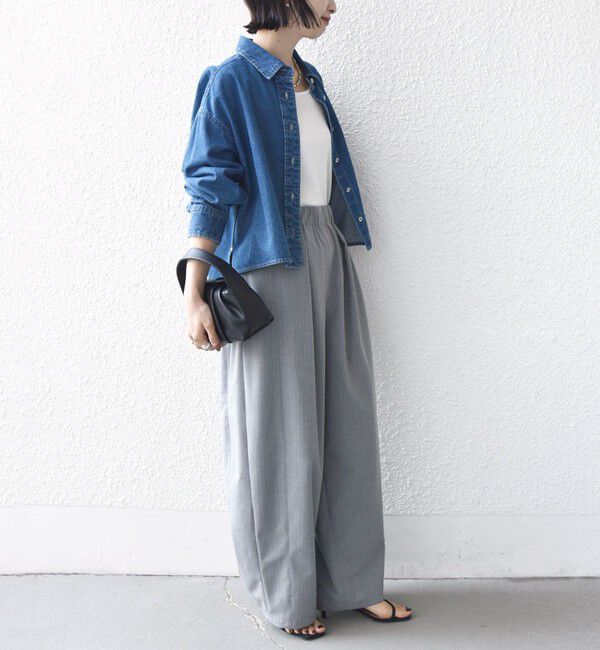 SHIPS for women「〈手洗い可能〉トロ ピン ストライプ ウエスト ギャザー パンツ」|その他|