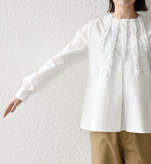 SHIPS any「SHIPS any:〈洗濯機可能〉REPREVE フリル クルーネック Aライン ブラウス」|シャツ・ブラウス|