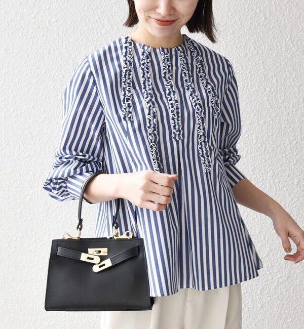 SHIPS any「SHIPS any:〈洗濯機可能〉REPREVE フリル クルーネック Aライン ブラウス」|シャツ・ブラウス|