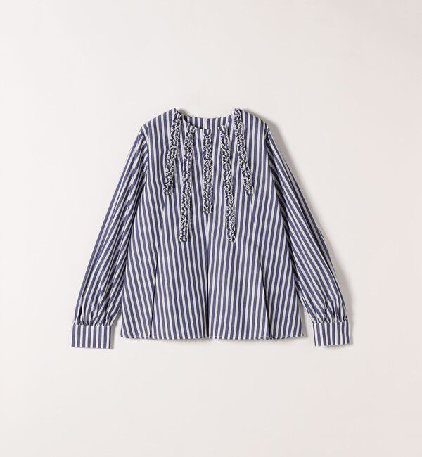 SHIPS any「SHIPS any:〈洗濯機可能〉REPREVE フリル クルーネック Aライン ブラウス」|シャツ・ブラウス|