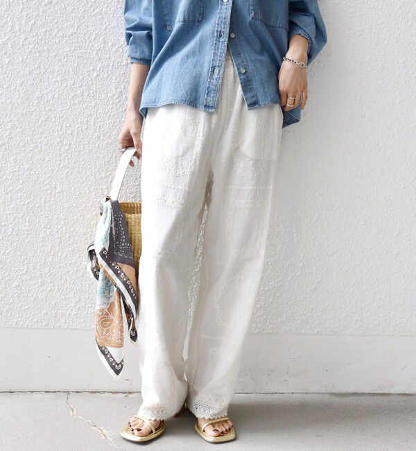 SHIPS for women「《予約》〈手洗い可能〉パッチワーク レース ドロスト パンツ」|その他|