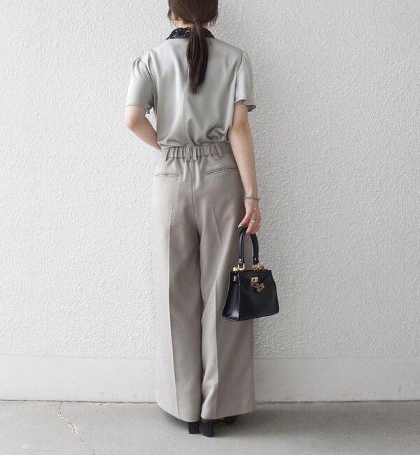 SHIPS any「《予約》SHIPS any:〈洗濯機可能〉サテン レースカラー ショートスリーブ ブラウス」|シャツ・ブラウス|