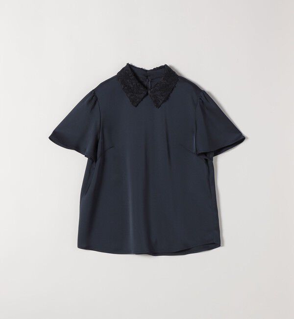 SHIPS any「《予約》SHIPS any:〈洗濯機可能〉サテン レースカラー ショートスリーブ ブラウス」|シャツ・ブラウス|