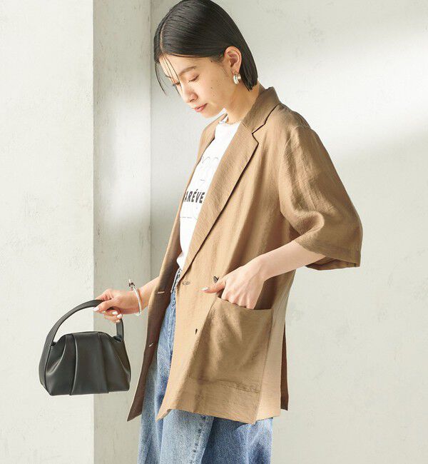 SHIPS for women「《予約》〈手洗い可能〉シルク混 シアー 羽織 半袖 ジャケット」|テーラードジャケット|