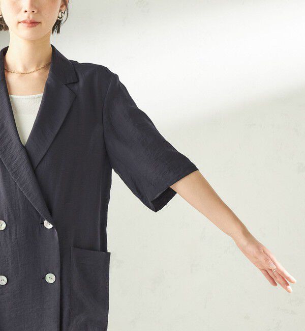 SHIPS for women「《予約》〈手洗い可能〉シルク混 シアー 羽織 半袖 ジャケット」|テーラードジャケット|