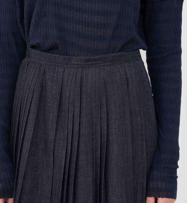 GALERIE VIE「ライトデニム ランダムタックプリーツスカート」|フレア|