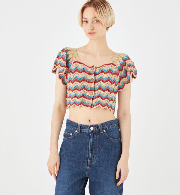 MACPHEE「ツイスティーボーダー クロップドトップス」|ニット・セーター|