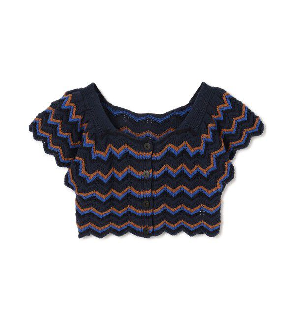 MACPHEE「ツイスティーボーダー クロップドトップス」|ニット・セーター|66 ブルー系