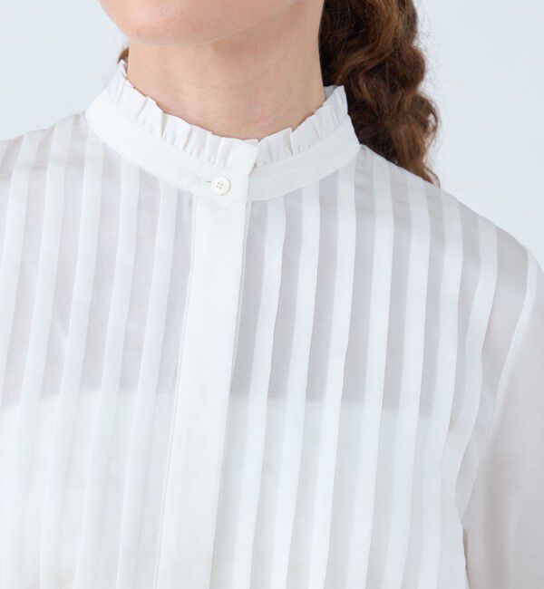 Ballsey「コットンシルクサテン タックフレアブラウス」|シャツ・ブラウス|