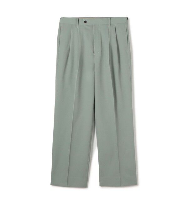 TOMORROWLAND MENS「ハルトツイル 2タックワイドストレートパンツ」|スラックス|51 ライトグリーン
