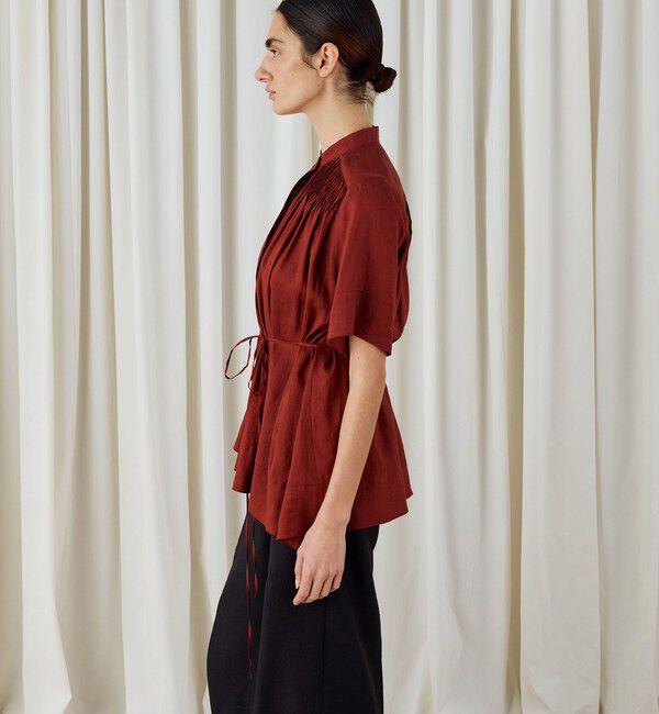 DES PRES「シルクリネンクロス アシンメトリーヘムブラウス」|シャツ・ブラウス|