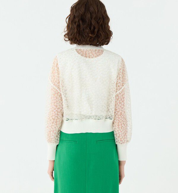 Ballsey「チュールエンブロイダリー レースショートカーディガン」|カーディガン|