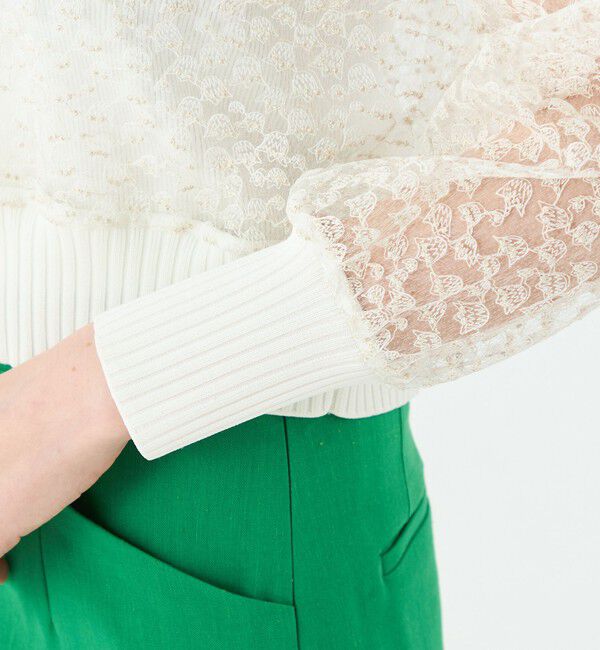 Ballsey「チュールエンブロイダリー レースショートカーディガン」|カーディガン|