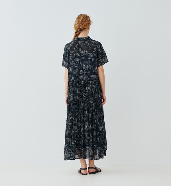 GALERIE VIE「 LandScapeシルクストレッチ ギャザーシャツドレス」|ワンピース|