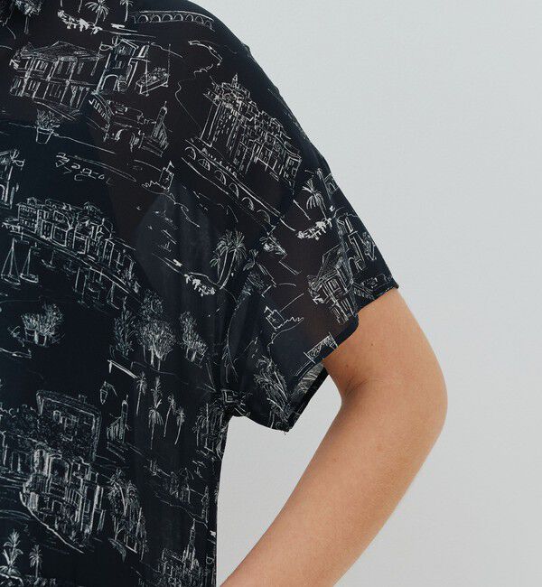 GALERIE VIE「 LandScapeシルクストレッチ ギャザーシャツドレス」|ワンピース|