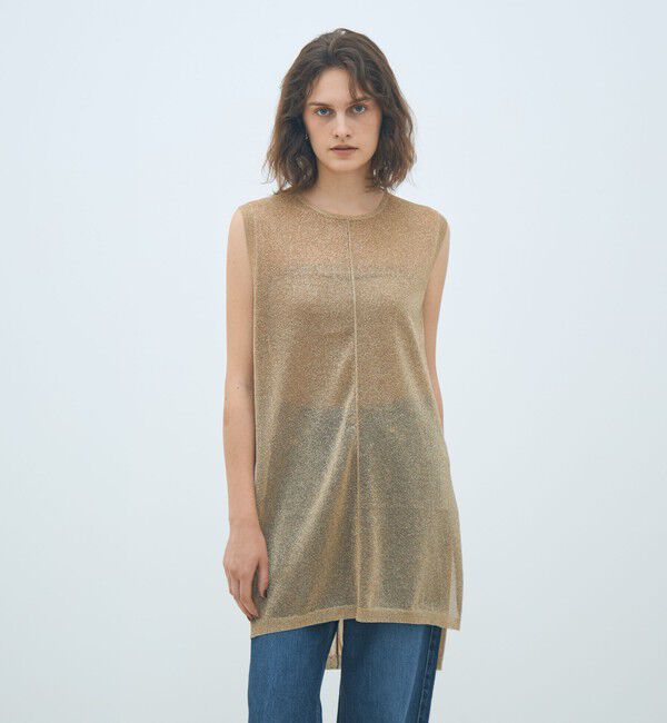 MACPHEE「シアーラメ ノースリーブワンピース」|ワンピース|