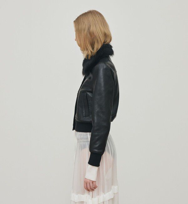 DES PRES「リンクルレザー ムートンカラーブルゾン」|ブルゾン・スタジャン|