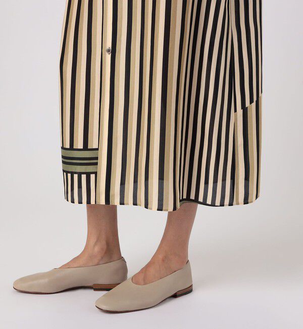 GALERIE VIE「シルクハブタエストライププリント バンドカラーシャツワンピース」|ワンピース|