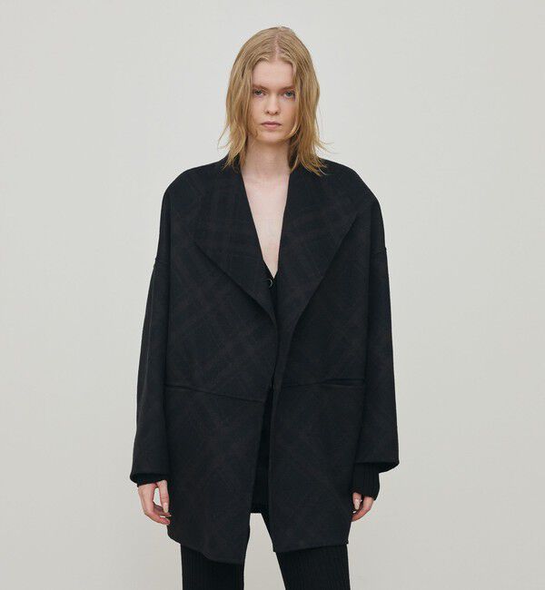 DES PRES「ダブルフェイスチェックジャガード ウィングカラーコート」|その他|