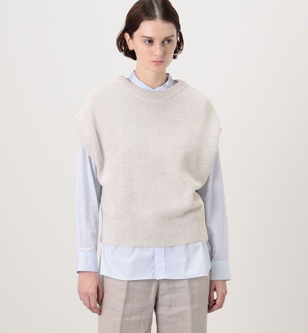 GALERIE VIE「フィッシャーマンズリブ クルーネックベスト」|ベスト・ジレ|