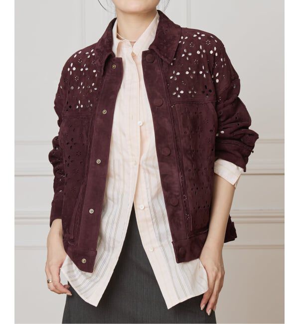 IENA LA BOUCLE「IENA LA BOUCLE Punching Suede Blouson」|その他|ボルドー