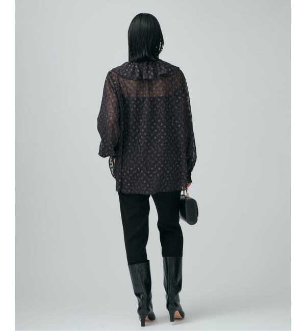 VERMEIL par iena「《一部店舗限定》ドットジャガードプリントフリルブラウス」|シャツ・ブラウス|