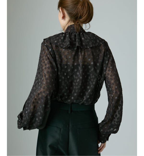VERMEIL par iena「《一部店舗限定》ドットジャガードプリントフリルブラウス」|シャツ・ブラウス|