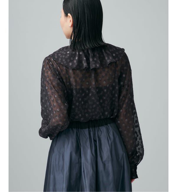 VERMEIL par iena「《一部店舗限定》ドットジャガードプリントフリルブラウス」|シャツ・ブラウス|