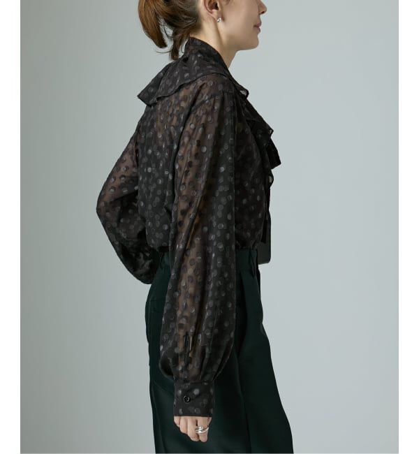 VERMEIL par iena「《一部店舗限定》ドットジャガードプリントフリルブラウス」|シャツ・ブラウス|