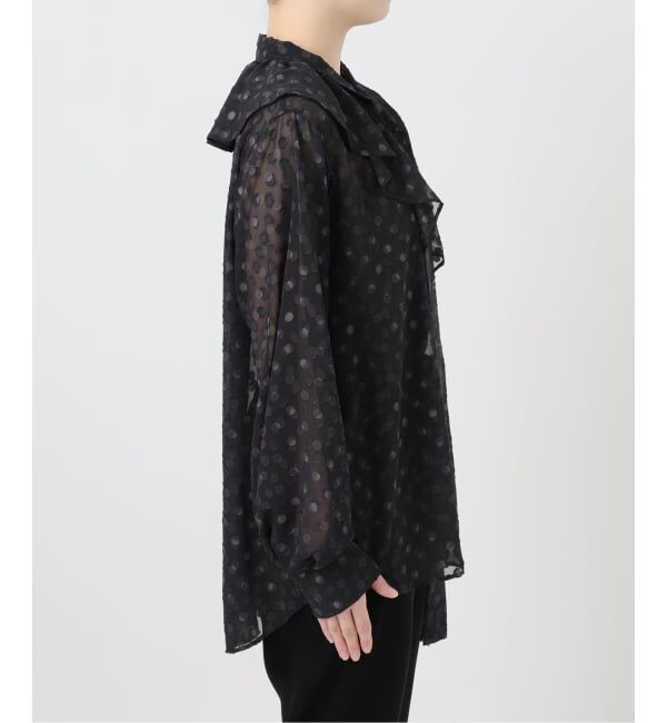 VERMEIL par iena「《一部店舗限定》ドットジャガードプリントフリルブラウス」|シャツ・ブラウス|