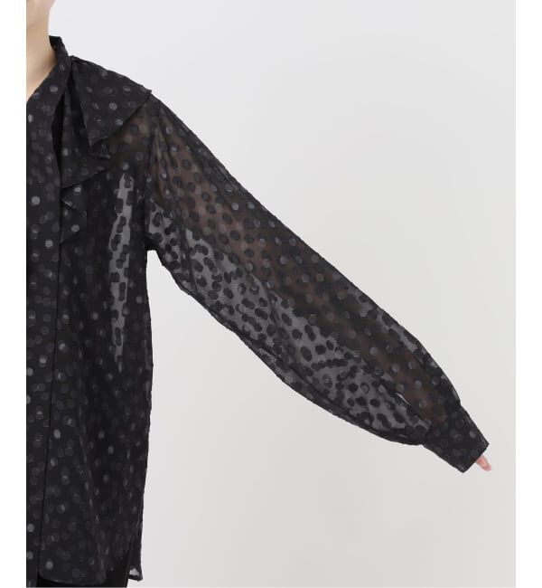 VERMEIL par iena「《一部店舗限定》ドットジャガードプリントフリルブラウス」|シャツ・ブラウス|