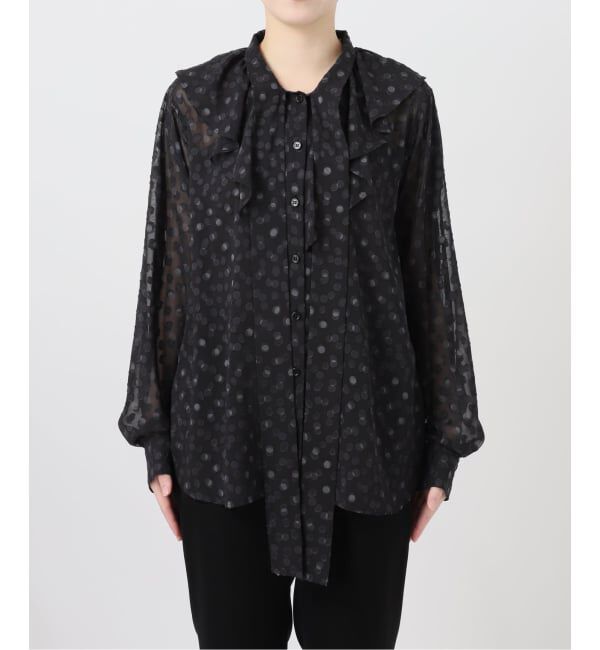 VERMEIL par iena「《一部店舗限定》ドットジャガードプリントフリルブラウス」|シャツ・ブラウス|