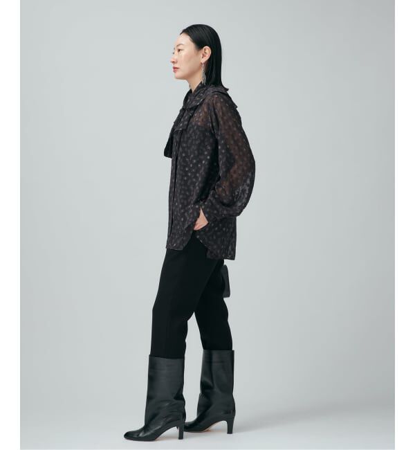 VERMEIL par iena「《一部店舗限定》ドットジャガードプリントフリルブラウス」|シャツ・ブラウス|