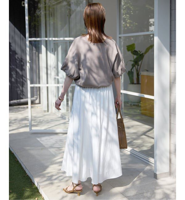 SLOBE IENA「《WEB限定/追加予約》ナイロンワッシャー切り替えギャザースカート」|スカート|