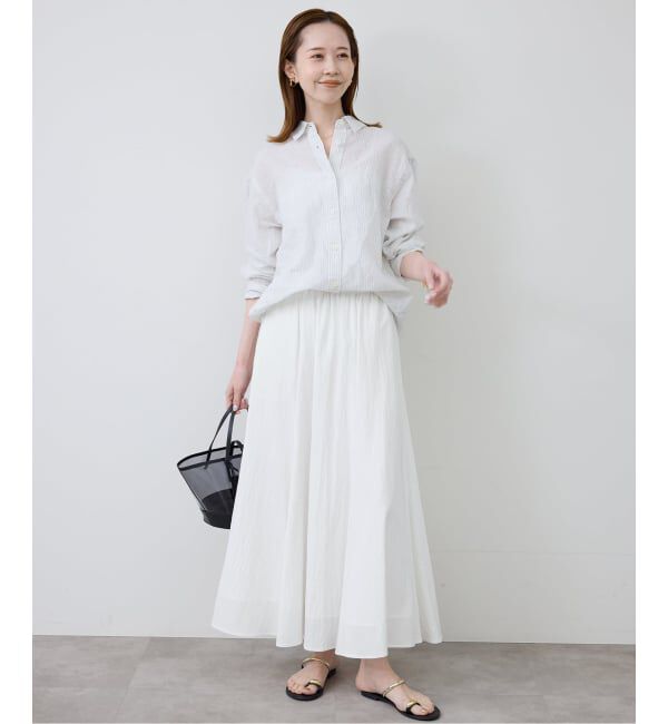 SLOBE IENA「《WEB限定/追加予約》ナイロンワッシャー切り替えギャザースカート」|スカート|