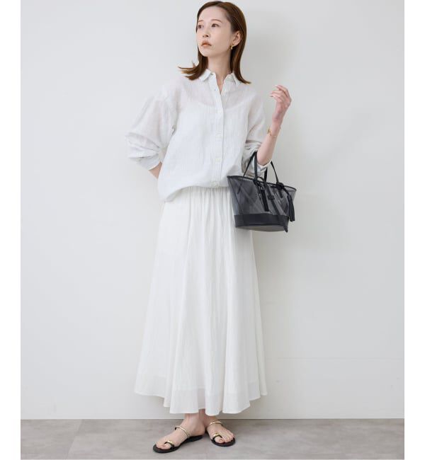 SLOBE IENA「《WEB限定/追加予約》ナイロンワッシャー切り替えギャザースカート」|スカート|