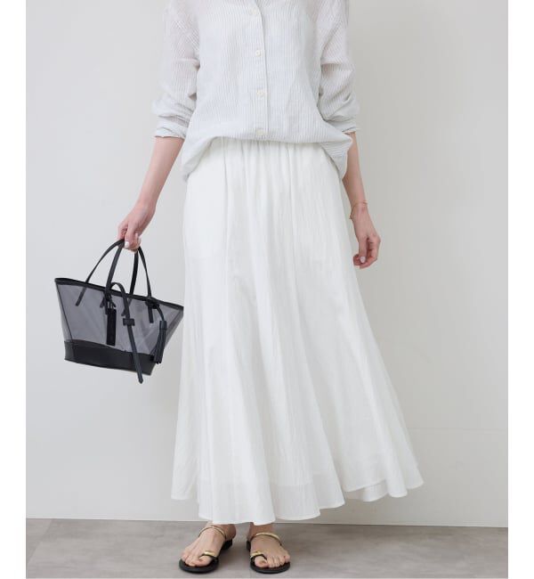 SLOBE IENA「《WEB限定/追加予約》ナイロンワッシャー切り替えギャザースカート」|スカート|