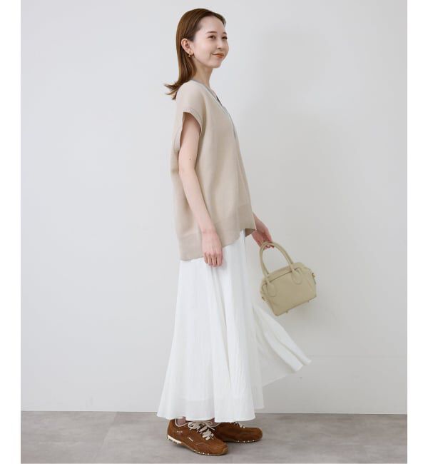 SLOBE IENA「《WEB限定/追加予約》ナイロンワッシャー切り替えギャザースカート」|スカート|