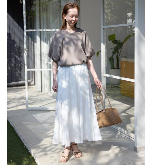 SLOBE IENA「《WEB限定/追加予約》ナイロンワッシャー切り替えギャザースカート」|スカート|